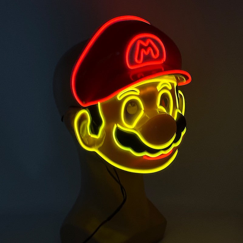 Funny Glowing Masquerade Disguise Mask Props Adult Kids Game Theme Cosplay Luminous Mask Carnival Neon Light Up Supplies