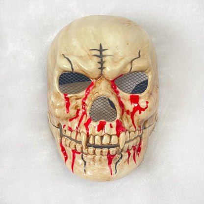 Bloody Effect Moving Mouth Skull Mask Adjustable Realistic Scary Skull Headgear Funny Spooky Halloween Skull Masks for Women Men