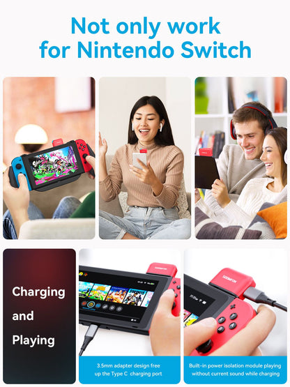 SOOMFON Bluetooth 5.0 Transmitter Wireless Audio Adapter for Nintendo Switch Lite 3.5mm Jack