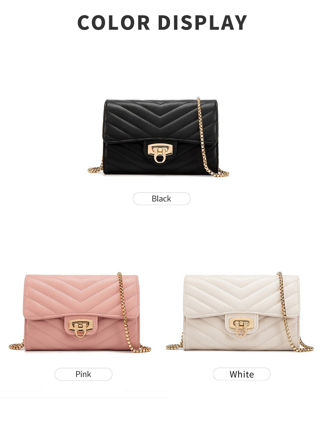 Stylish women's quilted handbag/wallet highquality PU leather crossbody bag casual portable versatile women's clutch