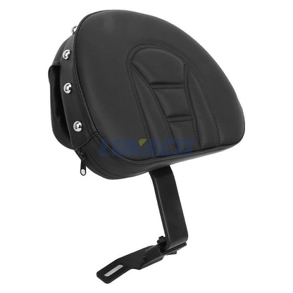 Motorcycle Adjustable Driver Rider Backrest Plug In Sissy Bar Seat Cushion Moto Pad For Harley Fatboy Heritage Softail 2007-2017