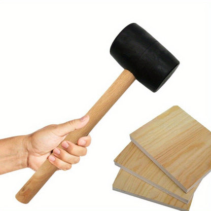 Martelo de Borracha Multiuso Martelo de Borracha para Instalação de Ladrilhos Martelo de Borracha com Cabo de Fibra de Vidro de Madeira Maciça