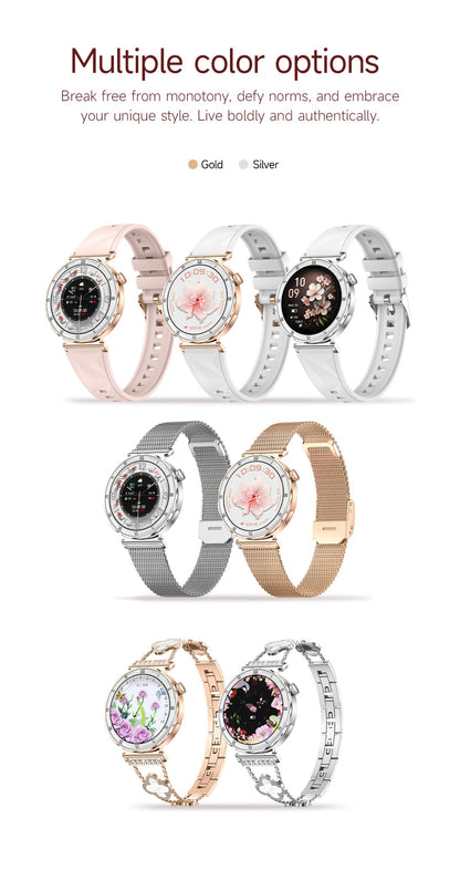 LIGE New Ultra Thin Smart Watch Women Screen Always Display Time Diamond Luxury Bracelet Voice Calling AMOLED Smartwatch Ladies