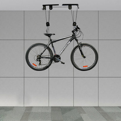 Elevador de bicicleta para teto de garagem, sistema de polias, conjunto de suportes para armazenamento de bicicletas em garagem
