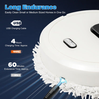 Intelligent Mop Robot - 2 in 1 Wet and Dry Robot for Wooden and Tile Floors, Quiet (60 dB), 30 Minutes Operating Time
