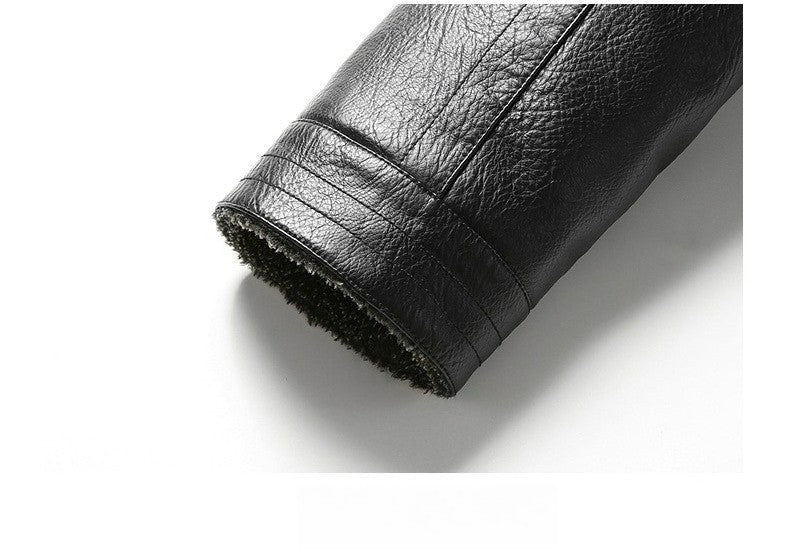 2025 veluokldly Leather Jacket Man Winter Motocross Windproof Warm PU Leather Coat chaqueta Male Trendy Motorcycle Fleece Coats