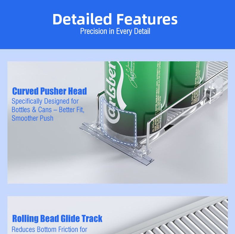 1-5pcs Automatic Beverage Pusher Supermarket Freezer Home Refrigerator Self-Sliding Track Organizer Cans Bottles Cola Drinks