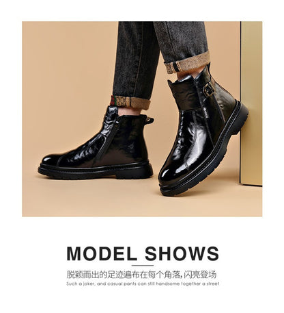 British-style Men's Casual Retro Chelsea Boots for Men Autumn Winter Cow Leather Shoes Male Fashion New Designer Ankle Boots Man