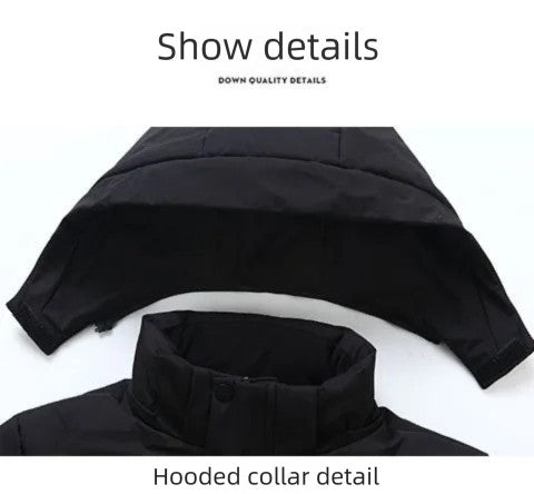 Men's Big & Tall Formal Down Overcoat - Hooded Winter Dress Coat for Professional Wear (Classic Heritage Style)