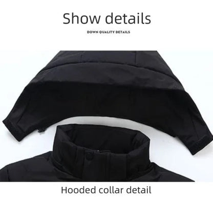 Men's Big & Tall Formal Down Overcoat - Hooded Winter Dress Coat for Professional Wear (Classic Heritage Style)