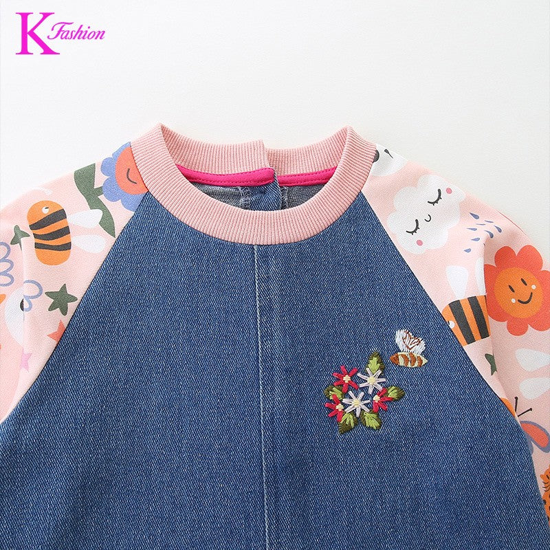 Girls Dress For Kids 4-8 Y New Children's Princess Dress Denim Children's Fashion Clothing