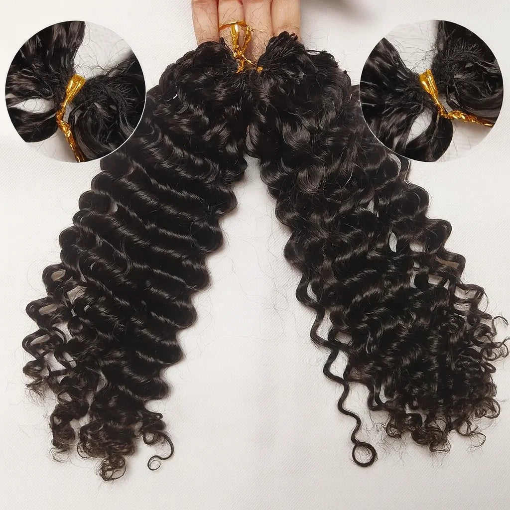 Small Spirals Curly Feather Crochet Hair Braid Human Hair Extensions Invisible Pre-Separated Knotless Pixie Curls Crochet Hair