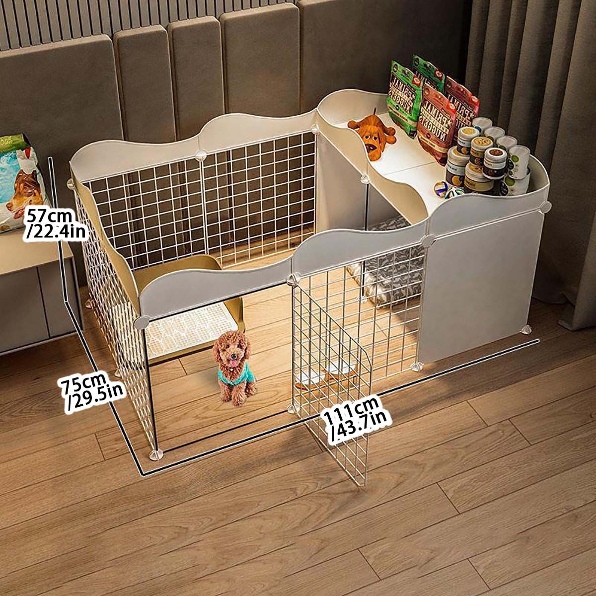 Cerca para cães de estimação Casa Canil Interno para cães pequenos Cerca de isolamento Teddy com área de banheiro gaiola para cães