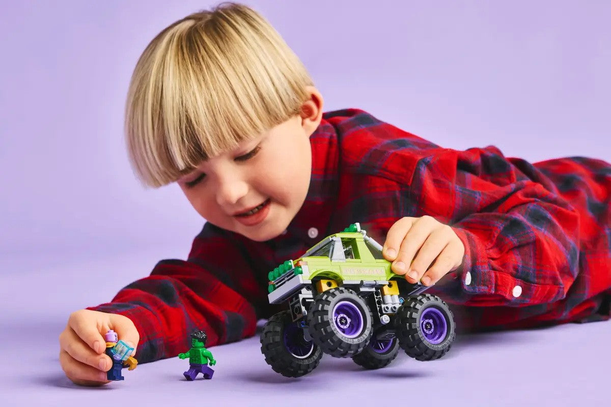 LEGO, Marvel, 76312, Batalha do veículo off-road do Hulk, Thanos, brinquedo de bloco de montar infantil, presente