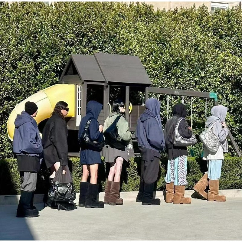 Fashionable Snow Boots Platform Elevating Warm Cotton Shoes Warm Big Head Design Long Boots Ladies All-over Brown Long Boots