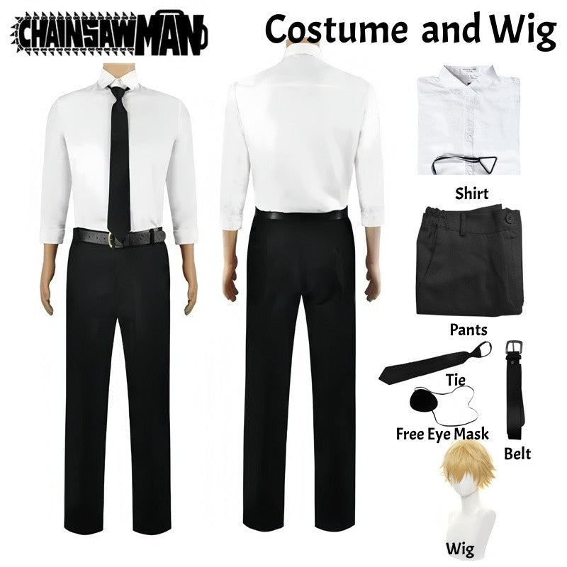 Chainsaw Man Denji Cosplay Costume Full Set Public Safety Devil Hunter Uniform Wig Shirt Pants Halloween Party Outfit for Adults