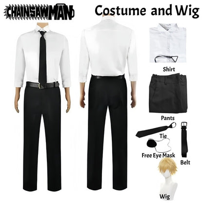 Chainsaw Man Denji Cosplay Costume Full Set Public Safety Devil Hunter Uniform Wig Shirt Pants Halloween Party Outfit for Adults