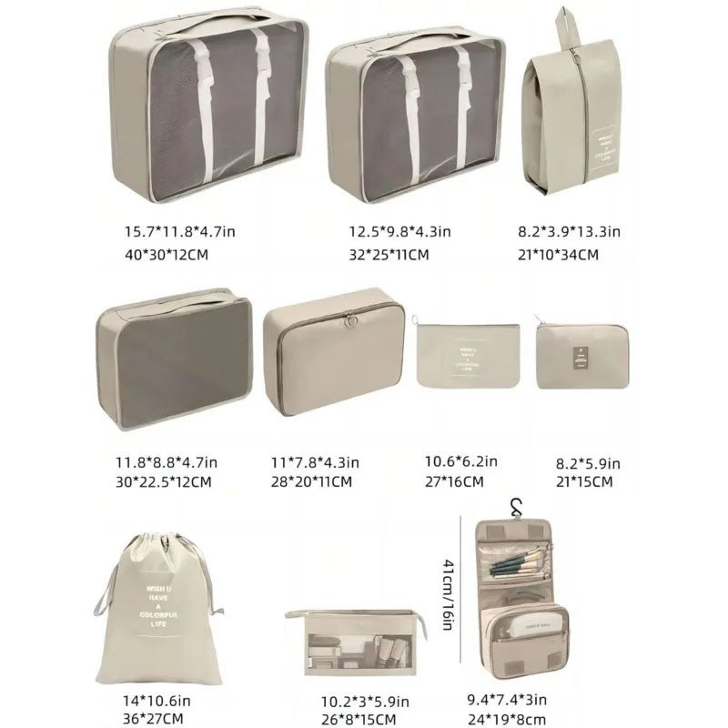 7/8/9-piece Set Travel Storage Bags,Digital Toiletries Shoes Clothes Organizer bag Suitcase Clothes Tidy Pouch,Packing Cubes Set