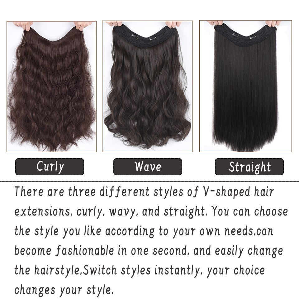 Cabelo Sintético Extensões de Cabelo Falsas Tic-Tac Postiço Meia Peruca em V Extensão Ondulada Natural Fios Falsos em Grampos Mulheres