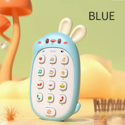 Telefone celular de brinquedo de coelho infantil, mordedor para bebê, quebra-cabeça, atóxico, inodoro, multifuncional, com música, sem bateria