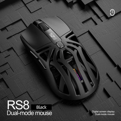 Mouse Gamer Sem Fio Ergonômico SmailWolf RS8, Tri-Modo com Design Oco Ultraleve, 1000Hz e Bateria de Longa Duração
