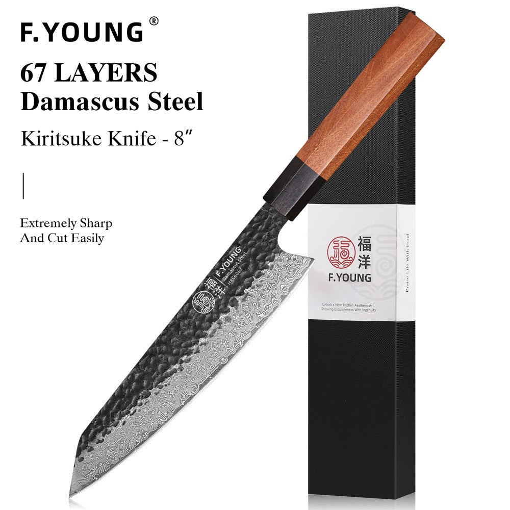 F.YOUNG Faca de Chef Japonesa Forjada à Mão Aço Damasco Facas de Cozinha Fatiar Legumes Carne Sashimi Utensílios de Cozinha