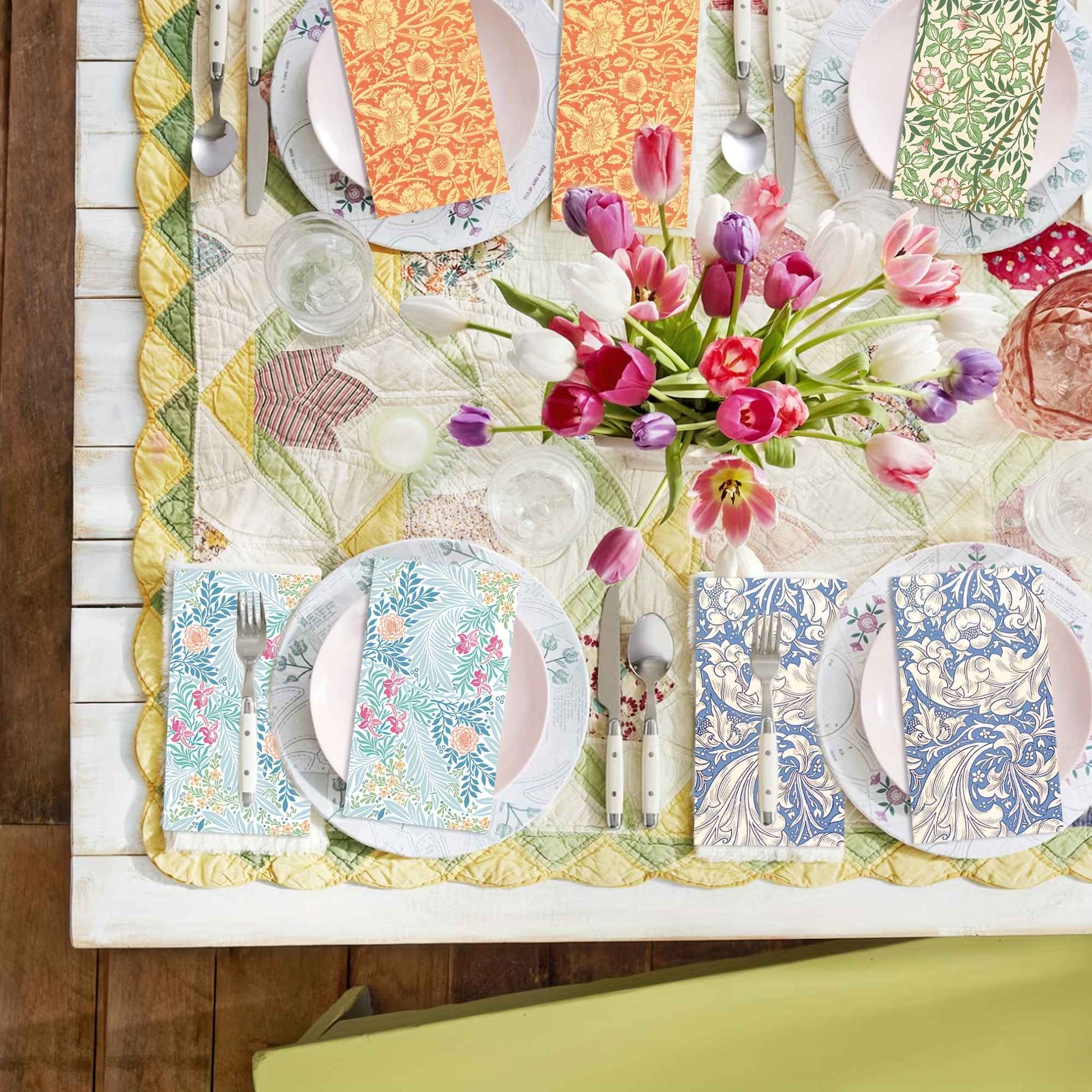 20pcs/Set Vintage Pattern Vine Long Paper Napkins, Disposable Dinner Paper for Party Wedding, Tissues Bathroom Hand Towels