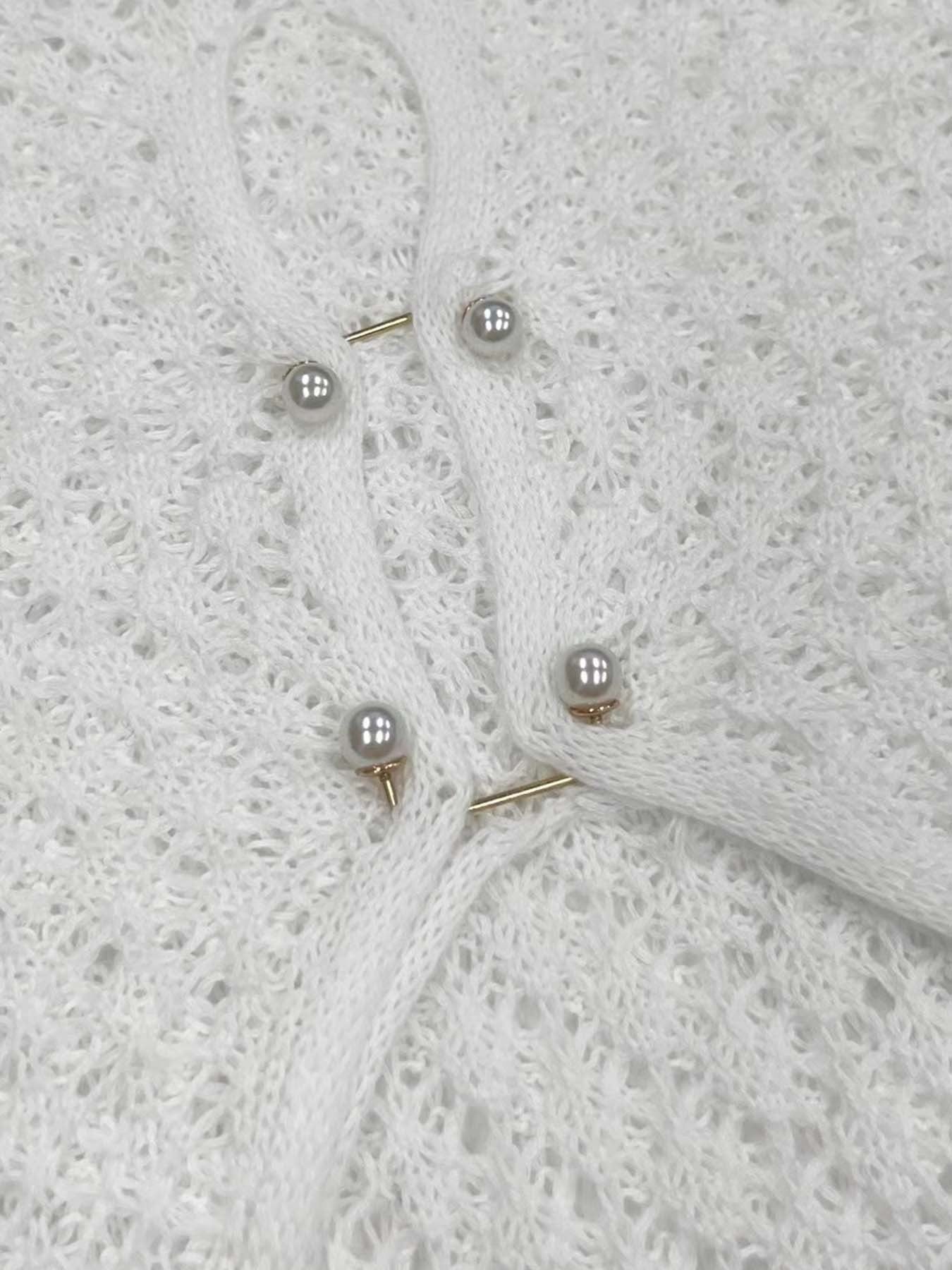 Sexy Women White Long Knit Sleeve Bikin Fashion Cover up Female See-Through Deep