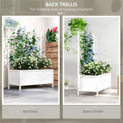 White Raised Garden Bed Planter Box with Trellis, 35.4" W x 15.7" D x 47.2" H Tomato Planter and Trellis , Raised Garden Bed