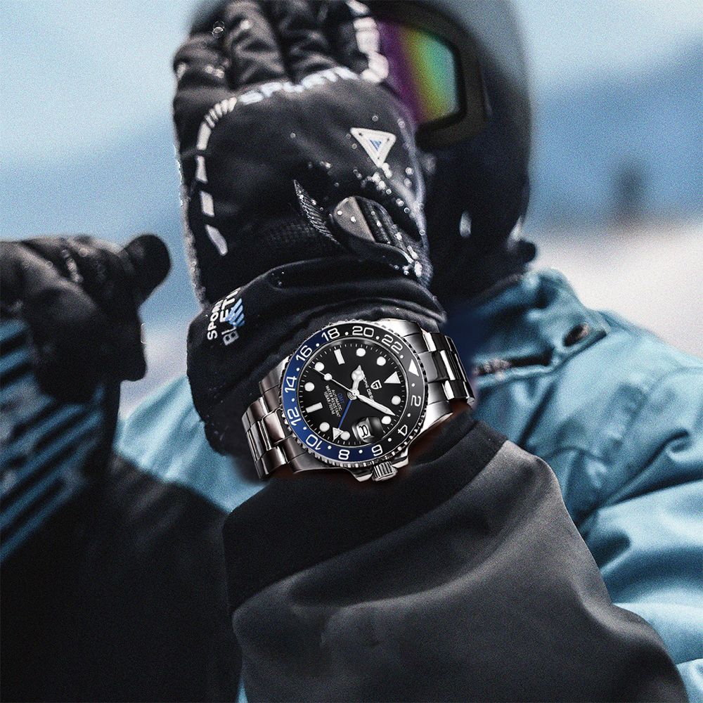 PAGANI DESIGN PD-1662 Luxury GMT Men Mechanical Wristwatch Sapphire Glass Stainless Steel 100M Waterproof Automatic Watches