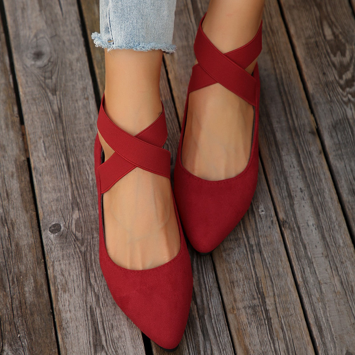 Women's Shoes Ballet Flats Shoes 2025 Spring/autumn Strap Ankle Elastic Sexy Ladies Elegant Comfortable Flats Shoes Size 36-43