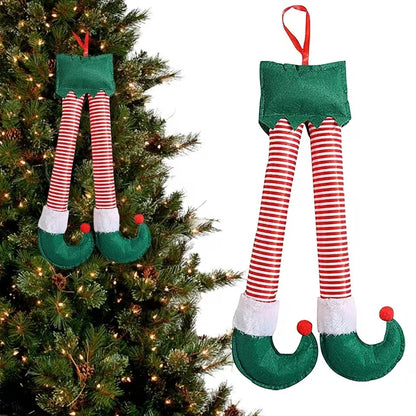 2024Ano Novo Natal Elfo Pernas de Papai Noel Acessórios de Carro Decoração de Natal para Casa Pingentes de Árvore de Natal Enfeites HappyGifts