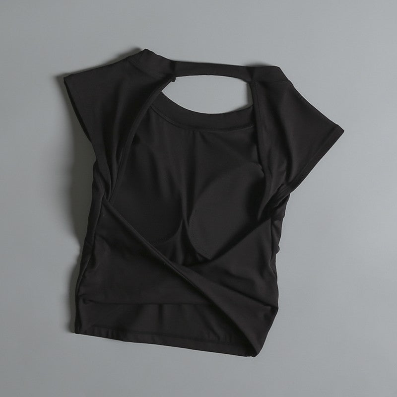 Yoga Suit Sports Top Women with Chest Pad Sexy Short-sleeved T-shirt Running Beauty Back Pilates Training Fitness Clothes Summer