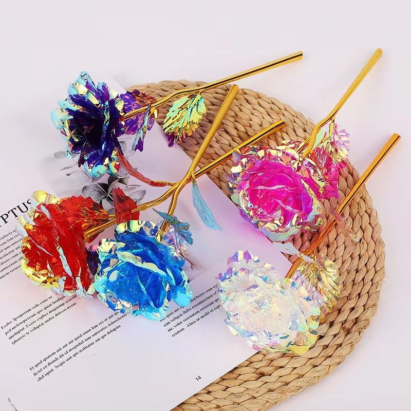10pcs Artificial Flower Foil Rose Flower Simulation Artificial Rose Flower DIY Golden Plated Foil Rose Love Flower Party Supplie