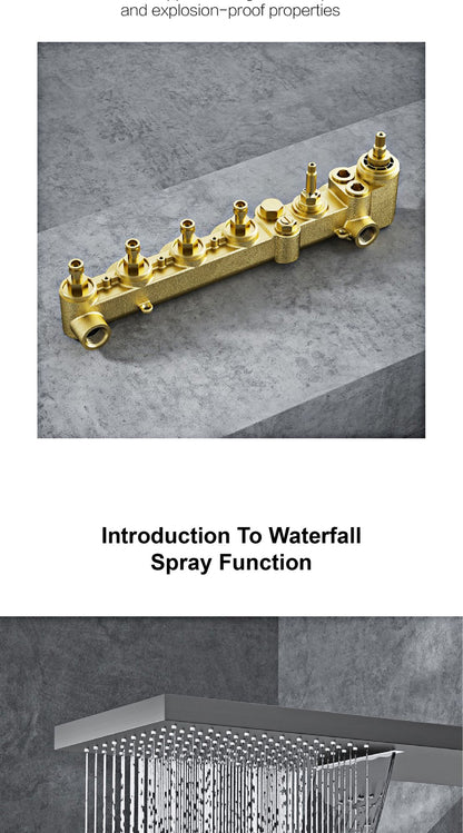 Luxury gun gray brass thermostatic shower system wall mounted LED digital display hot and cold water bathroom embedded faucet