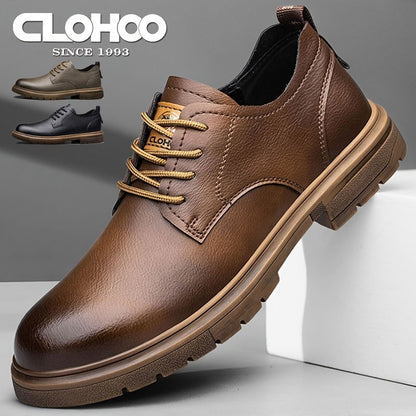 52/2000  CLOHOO handmade men's shoes business casual leather shoes breathable soft sole comfortable classic lace-up men's shoes