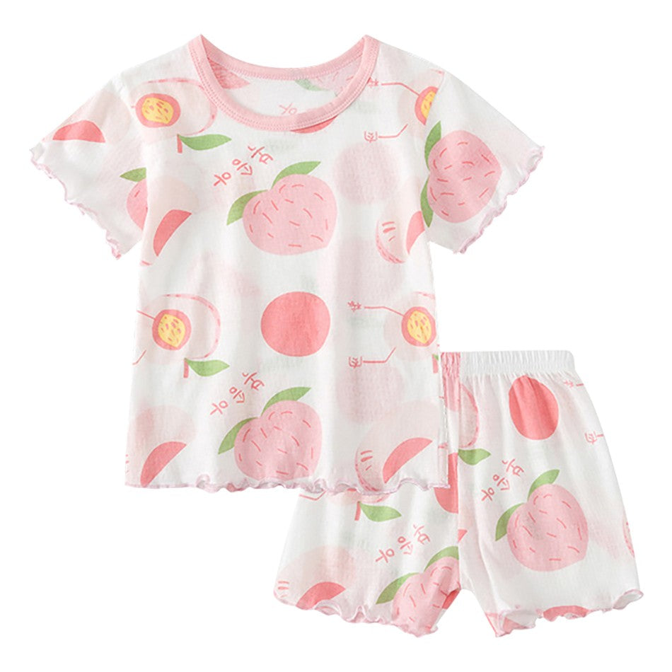 2Pcs 2025 Summer Kids Leopard Print Home Clothes Set Girls' Ice Silk Pajama Sets Baby Short Sleeve Shorts Tops Women' Loungewear