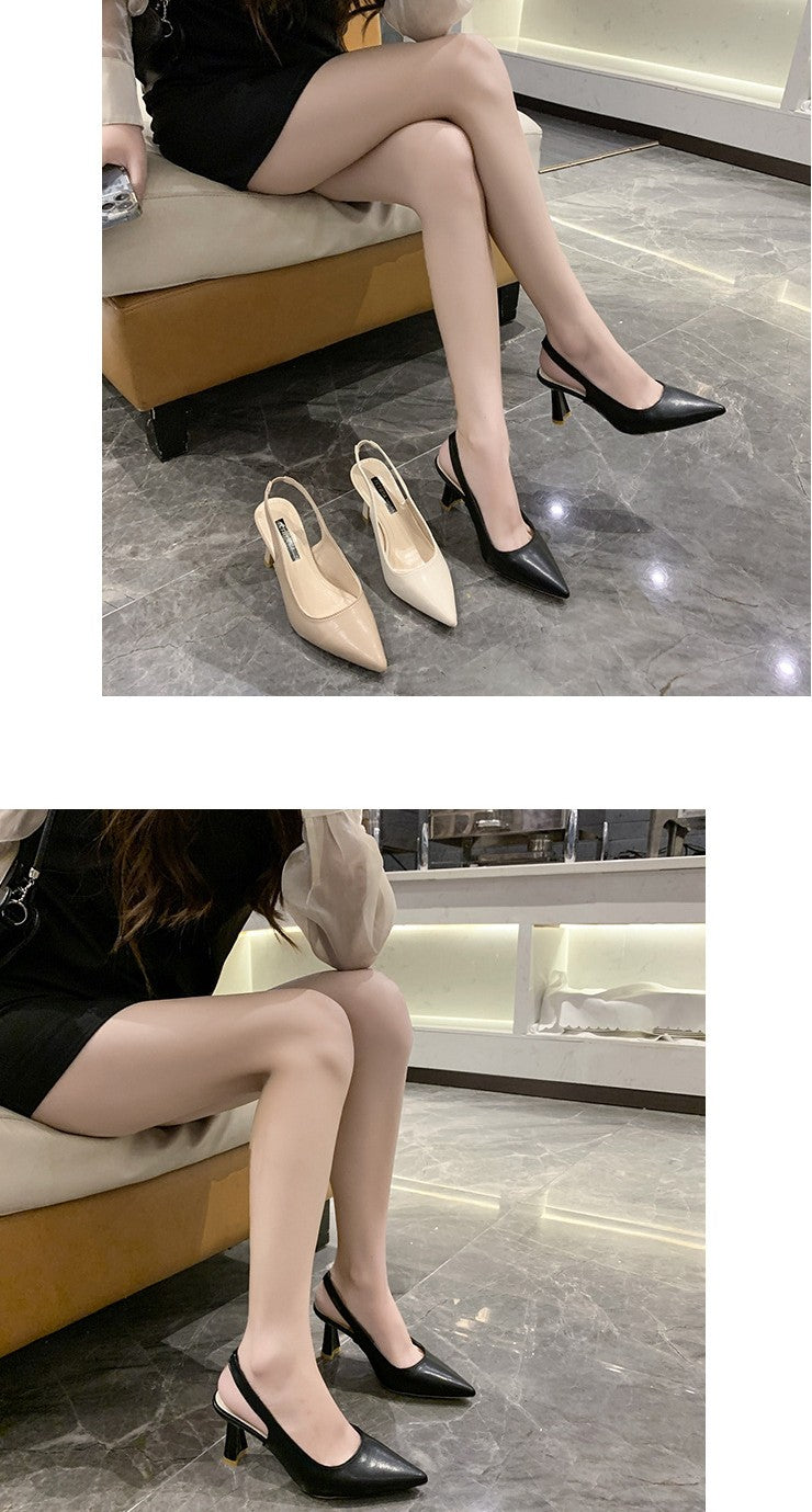 Sapatos Femininos de Verão com Salto Agulha, Bico Fino, PU Respirável, Confortáveis e Elegantes, Boca Rasa, Sandálias Sensuais