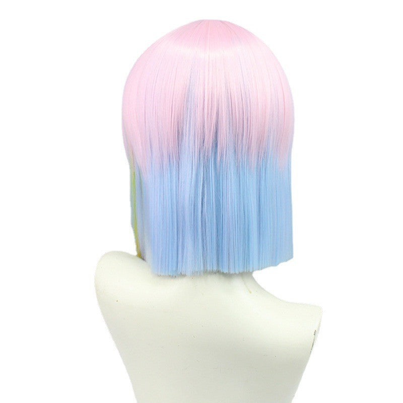 45cm Peruca de Cosplay Lucy Anime Cyberpunk Edgerunners Cosplay Lucyna Kushinada Gradiente Multicolorido Peruca de Cabelo Resistente ao Calor