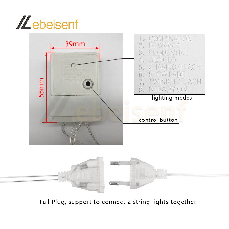 LED String Light 5/10M 50/100LEDs AC 220V EU Plug Indoor Outdoor Decor Wedding Party Christmas Tree Home Garden Patio Decoration