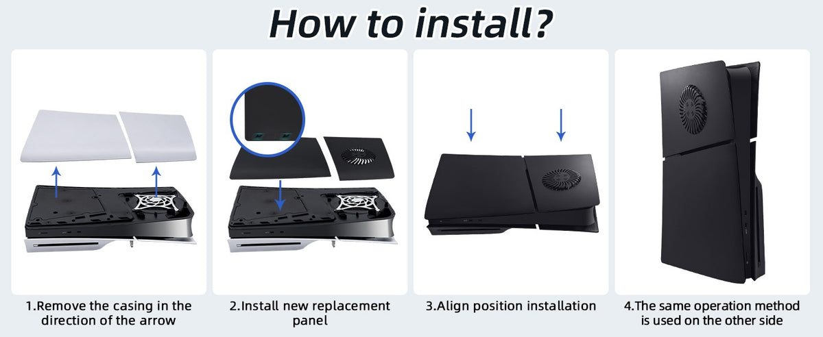 Face Plates for PS5 Slim Disc Edition Only, Anti-Scratch Replacement Panels Cover Plates Shell Case with Cooling Vent,Black