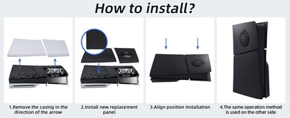 Face Plates for PS5 Slim Disc Edition Only, Anti-Scratch Replacement Panels Cover Plates Shell Case with Cooling Vent,Black