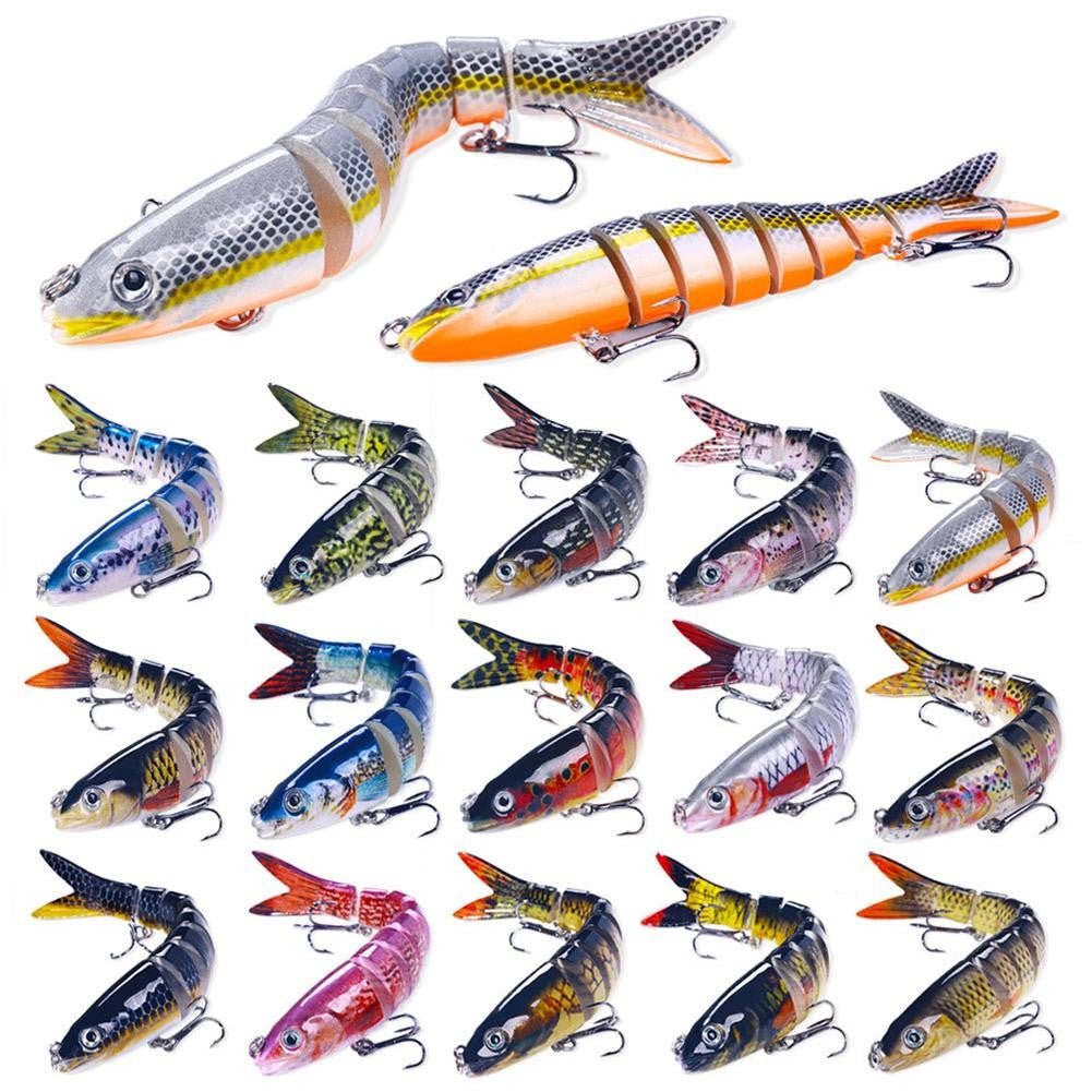 Iscas Artificiais Articuladas Wobblers para Pesca de Lúcio 13,4cm, Seções Múltiplas, Isca Rígida Artificial para Trolling, Ferramentas de Pesca de Carpa e Lúcio