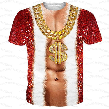 Funny muscular man pattern spoof 3D print sport Quick-dry Breatha men's T-shirt outdoor street role-playing  cosplay t-shirt