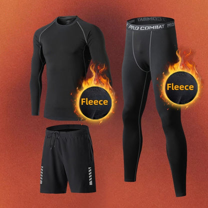 Men's Clothing Winter Warm Undershirts Plush Thermal Underwear Set Elastic Compression Tights Fitness Men's Track Suit Set