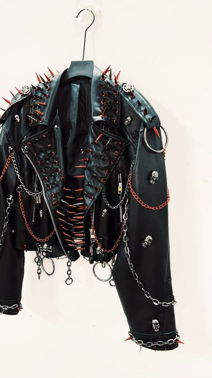 vintage Leather jacket Gothic Leather jacket Punk Leather jacketoversizeLeather jacket Rivet Leather jacket skull Leather jacket