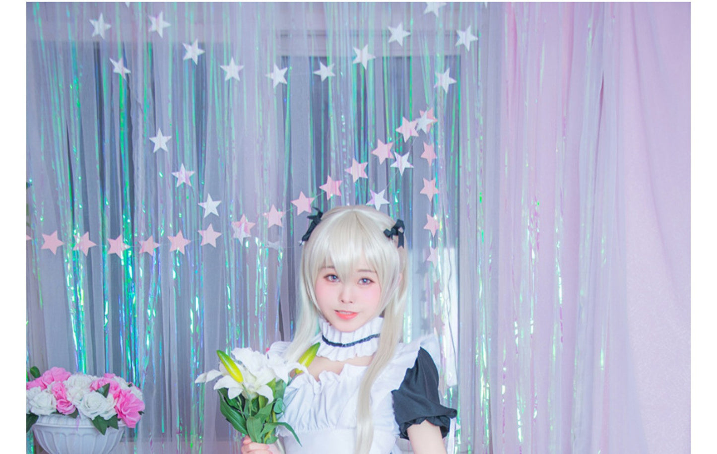 Cute Japanese Maid Outfit Sweet Lolita Cosplay Costume Black White Uniform Full Set Gothic Lace Party Halloween Stage Wear