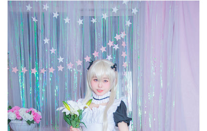Cute Japanese Maid Outfit Sweet Lolita Cosplay Costume Black White Uniform Full Set Gothic Lace Party Halloween Stage Wear