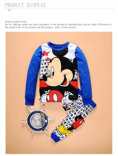 New Spring Autumn Classics Blue Mickey Children's Clothing Sets Girl Boy Sleepwear Clothes Kids Pajamas Set Baby Girls Pyjamas