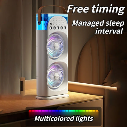 Multi-Function Mist Fan with Oscillating Air Conditioner, Aromatherapy, Colorful Lights & Timer for Home Office Use